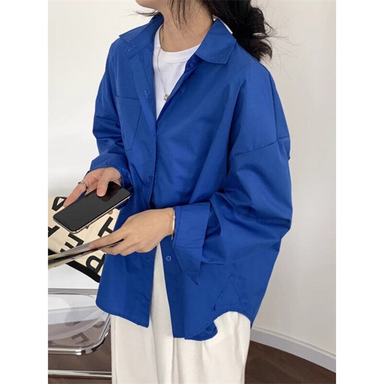 W9823-P43网图现货韩版克莱因蓝休闲长袖衬衫宽松气质上衣,男装衬衫,星座1608-2