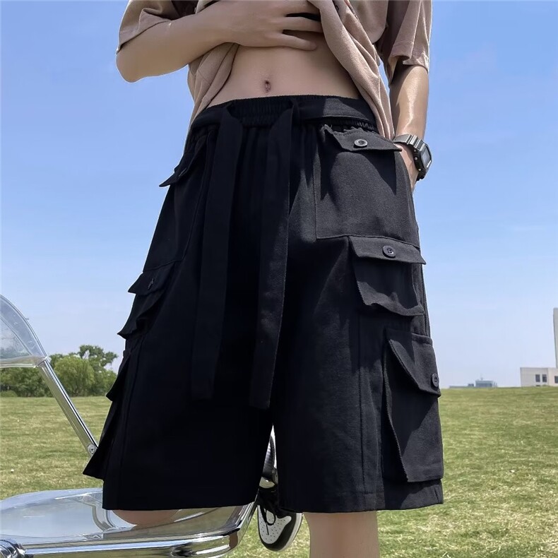 美式机能多口袋纯棉工装短裤男潮牌炸街hiphop宽松阔腿休闲五分裤,男装休闲裤,星座601-2