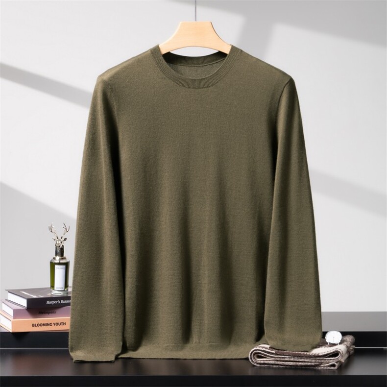 2025秋冬百搭时尚简约圆领长袖针织羊绒衫，男装羊绒套衫，致织羊绒