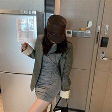 绿色皮衣，女装皮衣，XTZ style