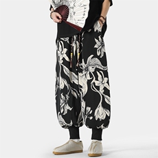 特批P32无差价夏季新款新中式风潮牌大码宽松束脚灯笼裤男K1372，男装休闲裤，电商A082