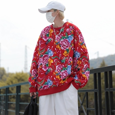 B203秋冬男女休闲圆领花卫衣外套团队服情侣新中式高质量加绒P50，女装短外套，星座115A(原星座507）