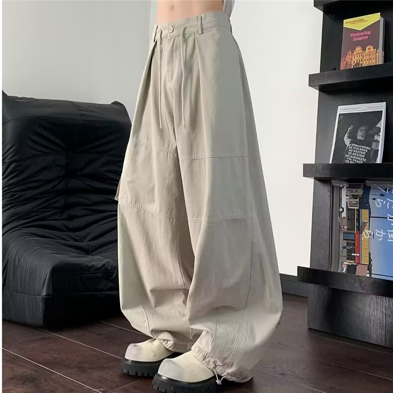 美式复古工装裤抽绳男款潮牌宽松直筒阔腿慵懒风休闲长裤子男士,男装工装外套,星座506A