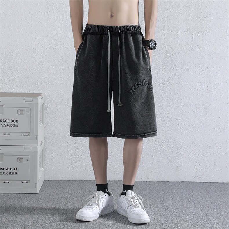 高街洗水做旧休闲短裤美式复古宽松潮流薄款五分裤男DK09015-P43,男装休闲裤,星座308B-1