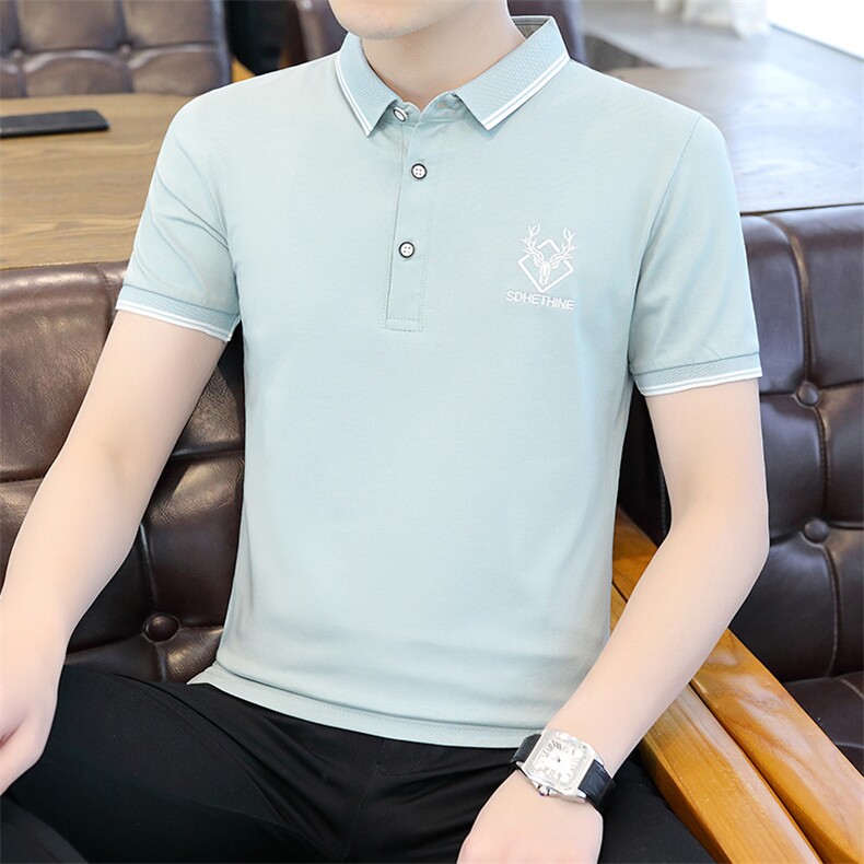 2023新款夏季冰丝高端polo衫男士短袖休闲商务翻领T恤薄款上衣男,男装T恤,电商B212（原钱塘6029）