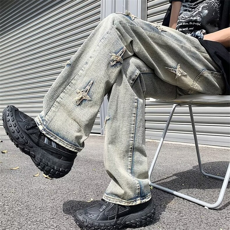 裤子高街水洗牛仔裤男C945P43,男装牛仔裤,星座1116-2