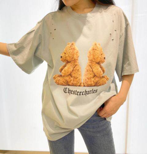 韩版洗水棉短袖T恤～白色、蓝灰色，女装T恤，LOVELS