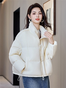 韩版立领新款时尚羽绒服女短款通勤百搭白鸭绒面包服冬季外套女图片