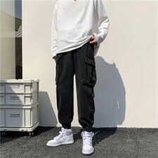 工装牛仔裤男宽松百搭潮牌韩版九分老爹裤男ins港风束脚k1801-p45图片