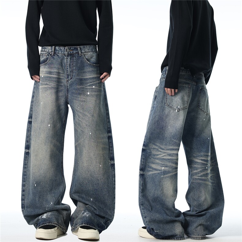 XZ1011-8525-P75控109复古洗水漆点弯刀牛仔裤，男装牛仔裤，星座B271