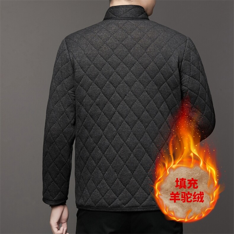秋冬羊驼绒男士棉袄加绒加厚中老年棉衣外套内搭爸爸棉服冬装,男装棉衣,钱塘6003（原4033）