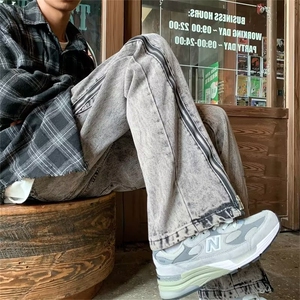 潮牌欧美街头裤子高街潮ins小众设计感拉链牛仔裤男秋冬N5077-p50图片