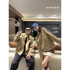 24美式小众设计翻领夹克男女款复古宽松百搭休闲外套-NC41-网络图图片