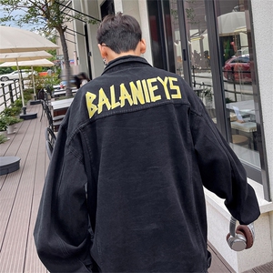 直播品质 美式高街扎染印花复古水洗牛仔衣潮流夹克外套 NZ01特65图片