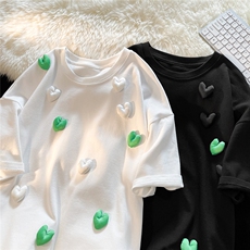 1港风潮短袖T恤女情侣大码网红小爱心短袖T恤男DT7742P55控78，男装T恤，星座226-2