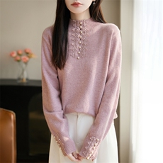 2025年秋季时尚百搭通勤简约休闲半高针织衫，女装针织衫/毛衣，暖圣羊羊绒