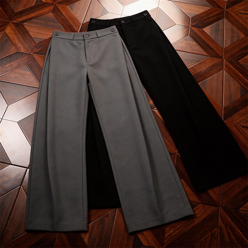 春秋美式高街休闲裤男女垂感阔腿西裤长裤纯色西装裤宽松直筒裤子，男装西服套装，电商A443