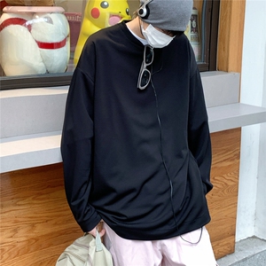 2026春装肌理感男士长袖T恤潮流男袖子纽扣设计 W56681/特P35 黑7图片
