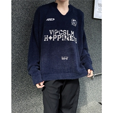 街客美式复古V领球服运动毛衣男慵懒高级感学院风针织衫外套春秋，男装针织衫/毛衣，星座1210-1