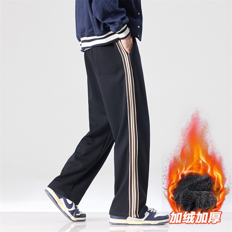 真超绒直筒运动裤男工装休闲阔腿加绒加厚长裤子D016-P45加绒P50,男装工装外套,星座509