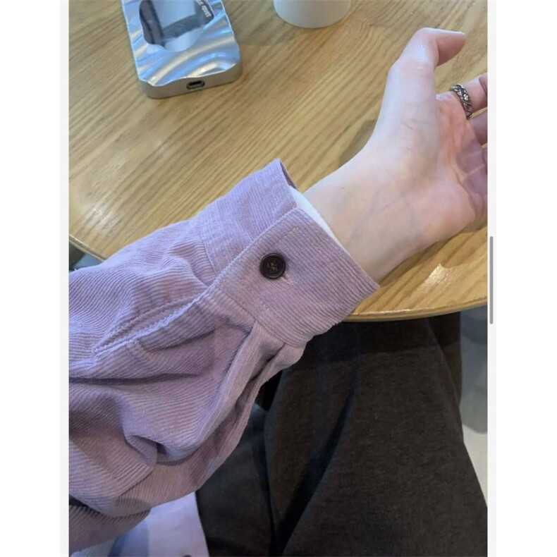 TC663-p45气质复古灯芯绒女法式叠穿内搭衬衣外套,女装衬衫,星座617A-2
