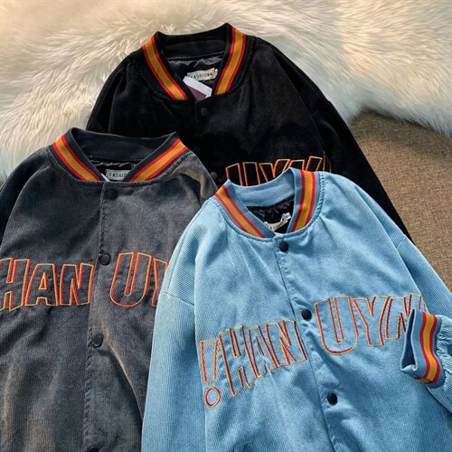 潮流夹克潮男春刺绣撞色棒球服外套夹克W95P46图片