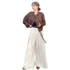 【新品】复古麂皮绒双排扣机车短外套2C105-Q509-P160-K238，女装短外套，2C105