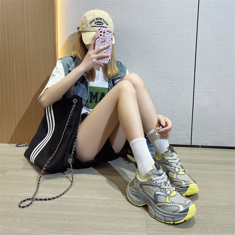 巴黎老爹鞋女2024春夏新款明星同款透气厚底增高休闲运动跑步鞋潮,女鞋休闲鞋,电商A223