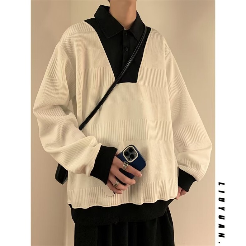 翻领毛衣男女潮牌痞帅撞色针织衫新款秋冬季情侣打底衫M5122-p38,男装针织衫/毛衣,星座1008