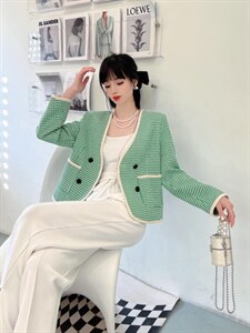 小香千鸟格外套图片