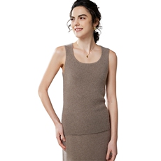 2024年秋季时尚U领纯色无袖修身显瘦吊带背心，女装背心吊带，萨奥羊绒