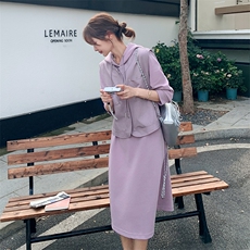 现货香芋紫设计感休闲马甲套装裙两件套2513P165P248，女装连衣裙，2C029