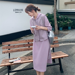 现货   香芋紫设计感休闲马甲套装裙两件套2513P165P248图片