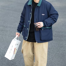 冬季vintage日系复古翻领宽松工装潮牌男加厚羽绒服夹克情侣外套，男装羽绒服，星座1210-1