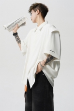 8XL-M假两件垂感冰丝短袖衬衫大码夏季凉感小众设计衬衣DC5003P55，男装衬衫，电商B238