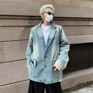 美式复古水洗做旧牛仔外套男女百搭设计感宽松夹克上衣J8925-P75图片
