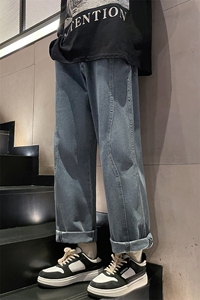 美式高街复古拼接宽松阔腿裤潮牌痞帅男B381-1/723P48图片