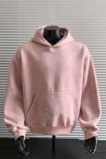 水洗扎染连帽加绒奥粒绒重磅无帽绳500克卫衣外套男RH5310JR-P60，女装短外套，星座610B-1