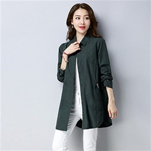 简约排扣气质纯色优雅韩版百搭翻领2022年秋季衬衫,女装衬衫,秋牧寒烟