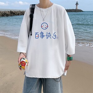 Q11183-P30 春夏季七分袖t恤男大码五分袖男短袖中袖图片
