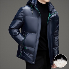 新标90绒防水黑金羽绒服外套男士秋冬时尚休闲拆卸帽羽绒服大衣，男装羽绒服，钱塘723