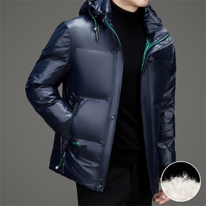 新标90绒防水黑金羽绒服外套男士秋冬时尚休闲拆卸帽羽绒服大衣图片
