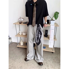 新款老钱风西裤男日系潮流情侣时尚新款文艺百搭弯刀裤WL3800-P60，男装西裤，星座1008