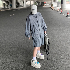 夏季薄款户外防晒衣套装男山系机能风宽松休闲百搭连帽运动两件套，男装防晒衣，星座410-6（原星座1304-1）