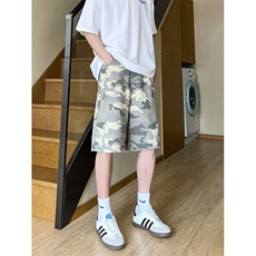 夏季复古迷彩工装宽松阔腿直筒五分休闲短裤男K5916-特P35控59，男装牛仔裤，星座205