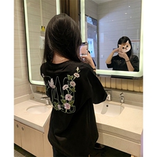 万针全刺绣工艺抖音得物高品质260克重磅纯棉双纱美式高街短袖T恤，男装T恤，电商A486
