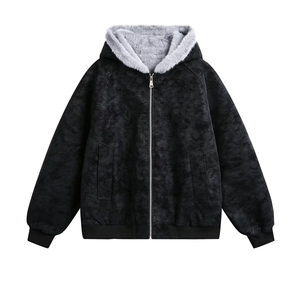 美式复古座山雕PU皮毛领情侣棉服男冬季款棉衣外套潮牌加厚版棉袄图片
