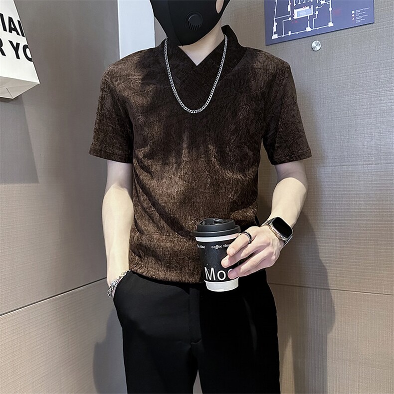 春夏季打底衫男潮流修身短袖T恤社会小伙301C-DT76-P58控78,男装T恤,星座301C（原B323）