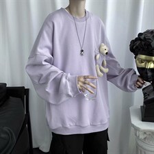 新款春卫衣男宽松潮流圆领上衣韩版百搭情侣小熊外套潮牌wy01-p35图片