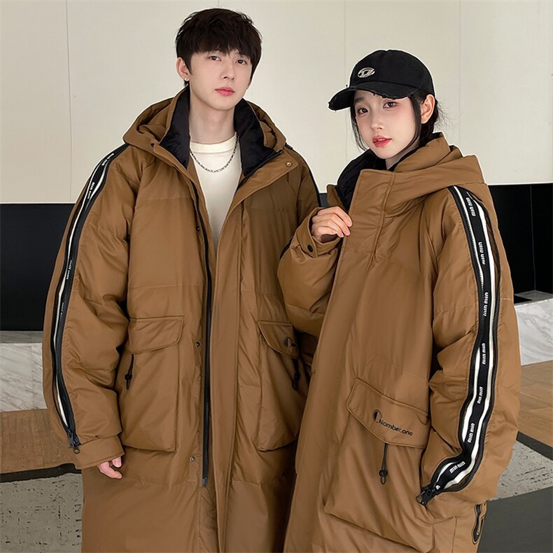 羽绒服男冬季新款港风宽松长款连帽白鸭绒外套YR929-P205(控价258,男装羽绒服,星座214-3